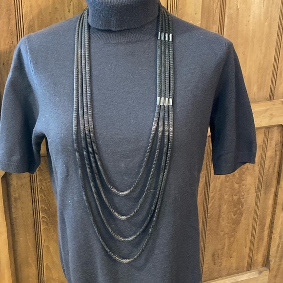 Artisan multi-strand silver-tone metal necklace. - Picture 3 of 10